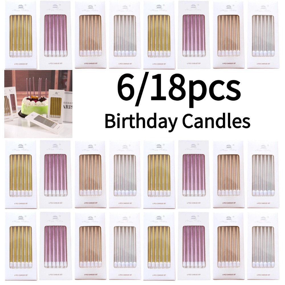 Candle For Supplies - 6/18pcs Lilin Ulang Tahun Logam Emas
