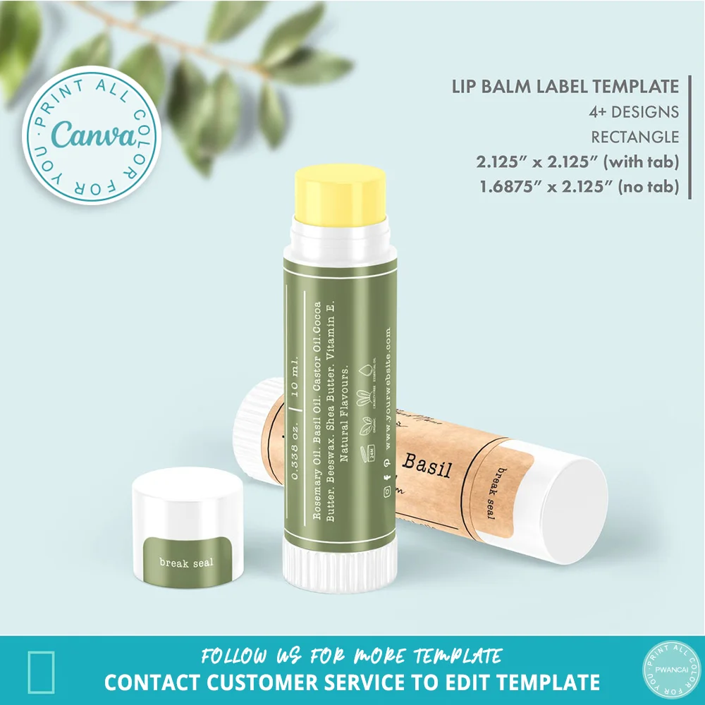 Sticker Label Template - Templat Label Lip Balm Botani Minimalis
