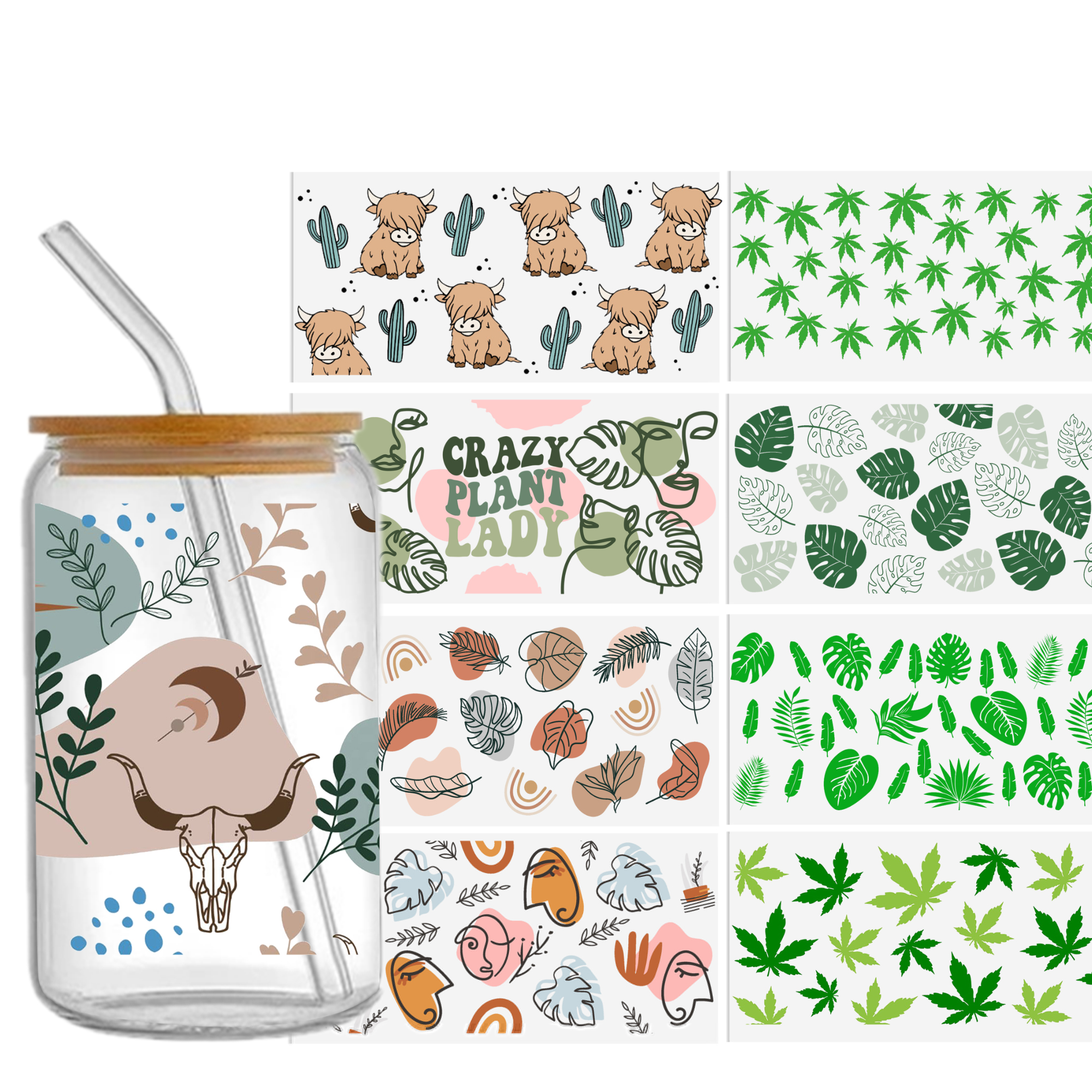 Sticker Label Template - Daun sapi 16oz Tumbler Template DTF