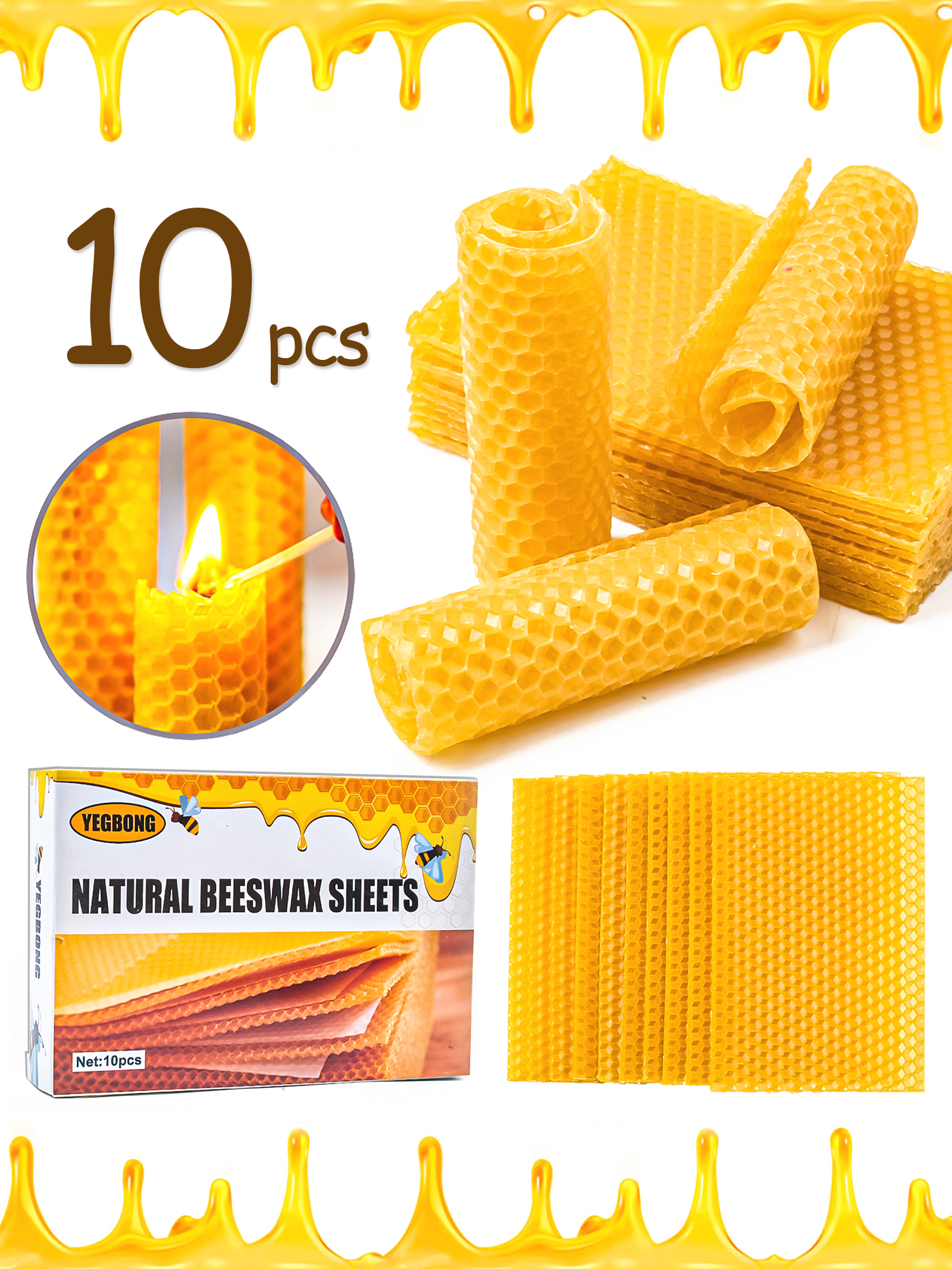 Candle Supplies Tins - 10 buah lembar lilin sarang lebah