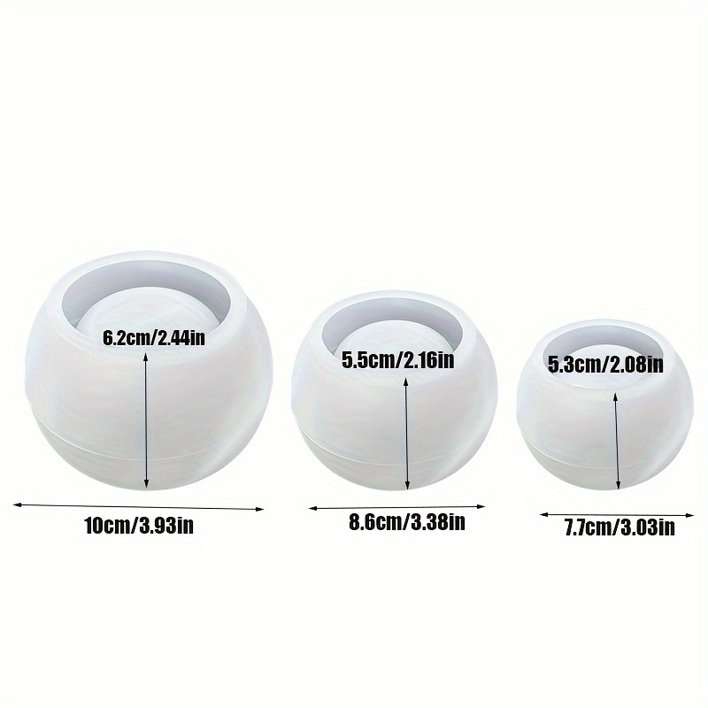 Candle Supplies Jars - 3pcs-Cetakan Pot Bunga Bulat Silikon 3