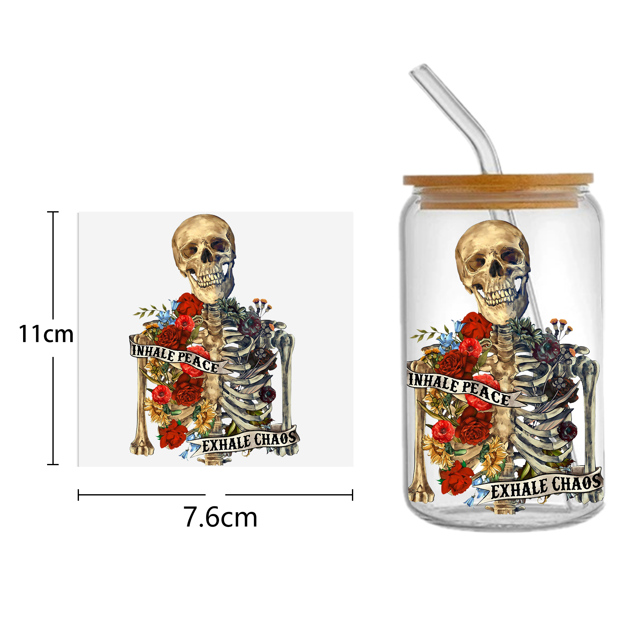 Skeleton stiker DTF 16oz, temp - Sticker Label Template ulasan dan harga
