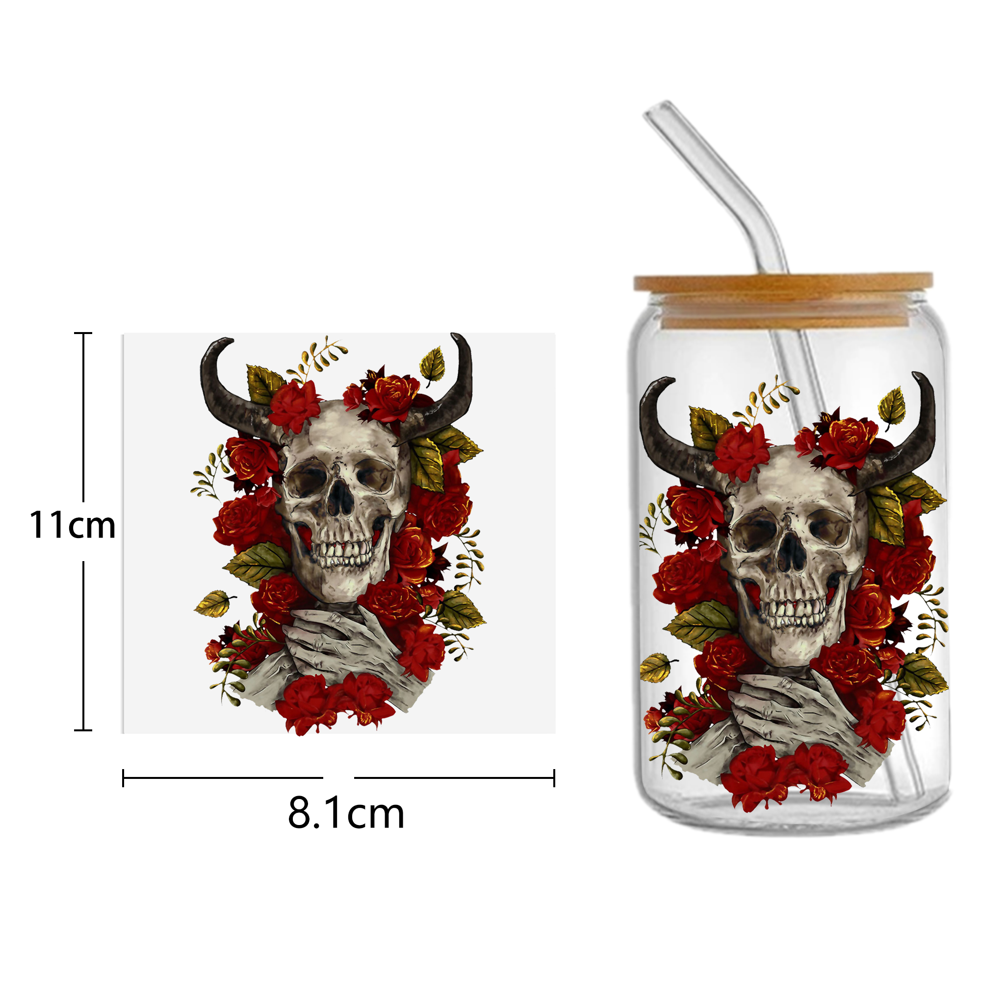 Skeleton stiker DTF 16oz, temp - Sticker Label Template ulasan dan harga