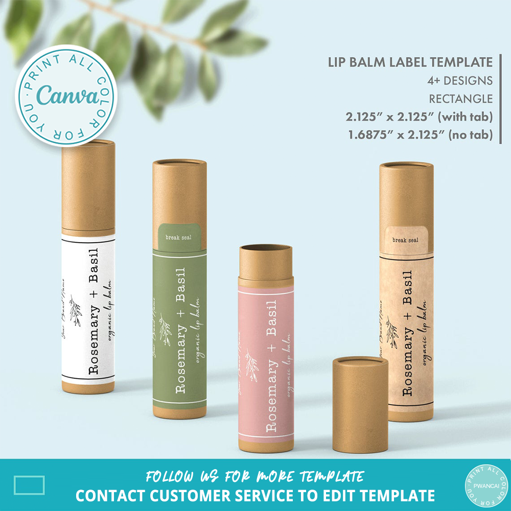 Templat Label Lip Balm Botani  - Sticker Label Template ulasan dan harga